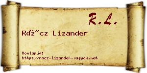Rácz Lizander névjegykártya